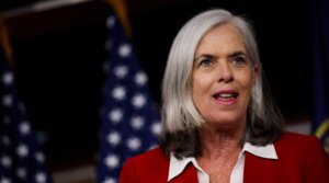 House Democratic Whip Katherine Clark, a Democrat from Massachusetts, speaks during a press conference at the U.S. Capitol on July 23, 2025 in Washington, D.C.