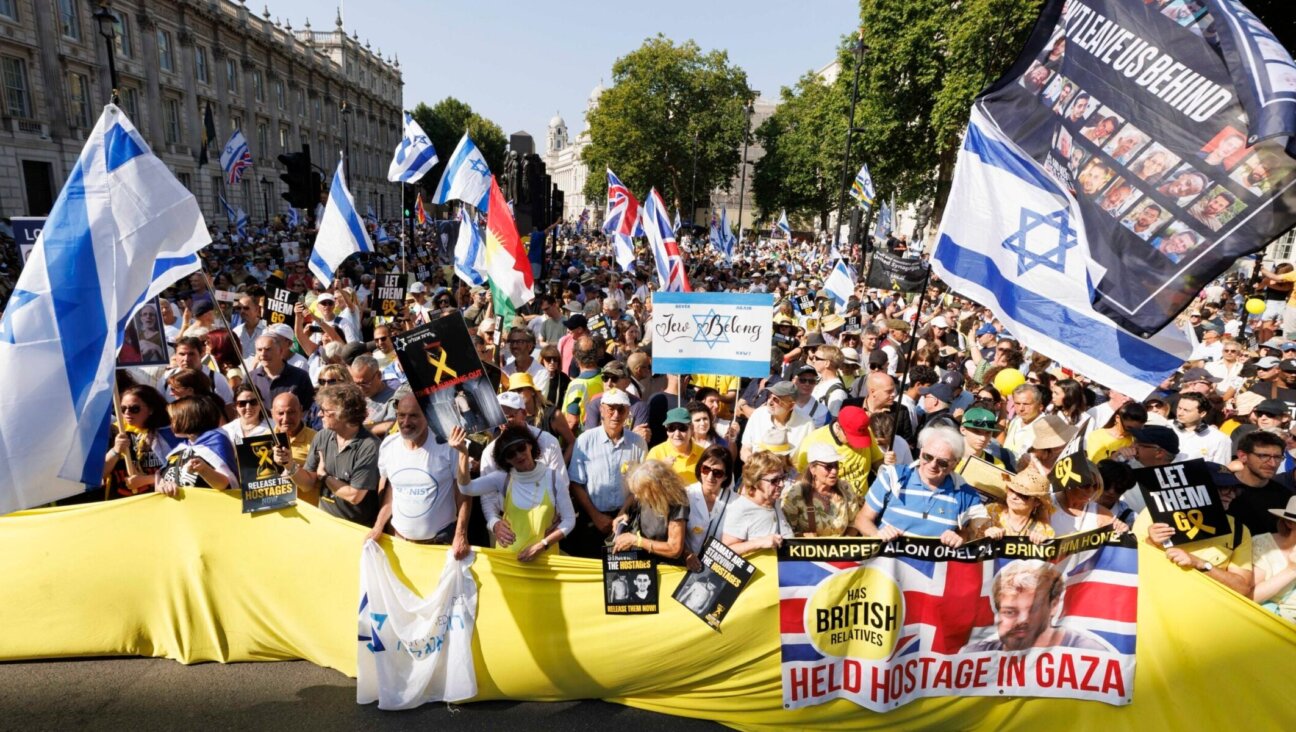 People take part in a National March for the Hostages outside Downing Street on Aug 10, 2025 in London.