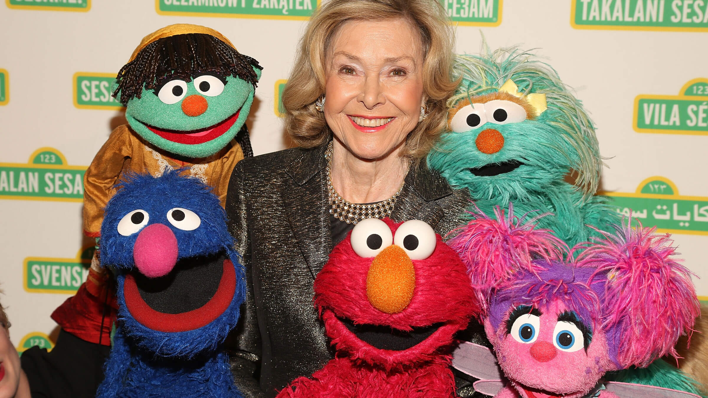 Joan Ganz Cooney and the Sesame Street Muppets, 2015.