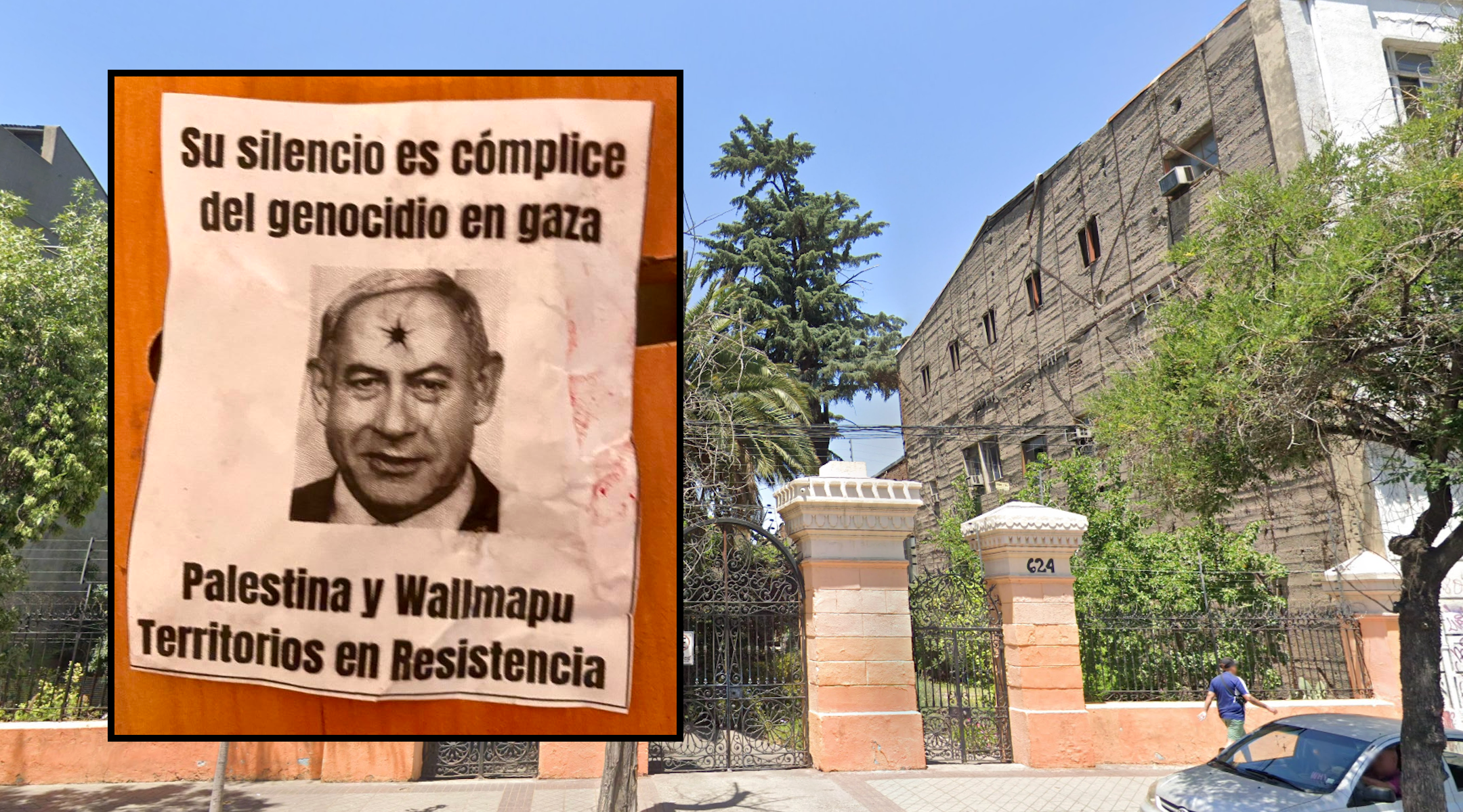 The Bicur Joilim synagogue, located in downtown Santiago, was targeted with violent anti-Israel posters in the latest incident of vandalism in August 2025.