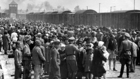 "Selection" of Hungarian Jews on the ramp at Auschwitz-II-Birkenau in German-occupied Poland, May/June 1944. Jews were sent either to work or to the gas chamber.