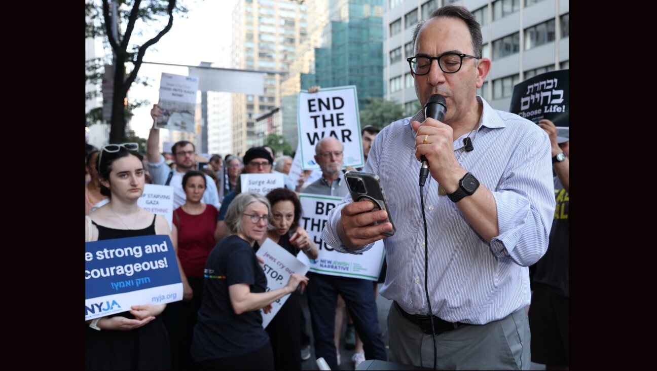 Rabbi Daniel Gropper speaks at a rally calling for aid to Gaza on July 28, 2025, in New York City. 