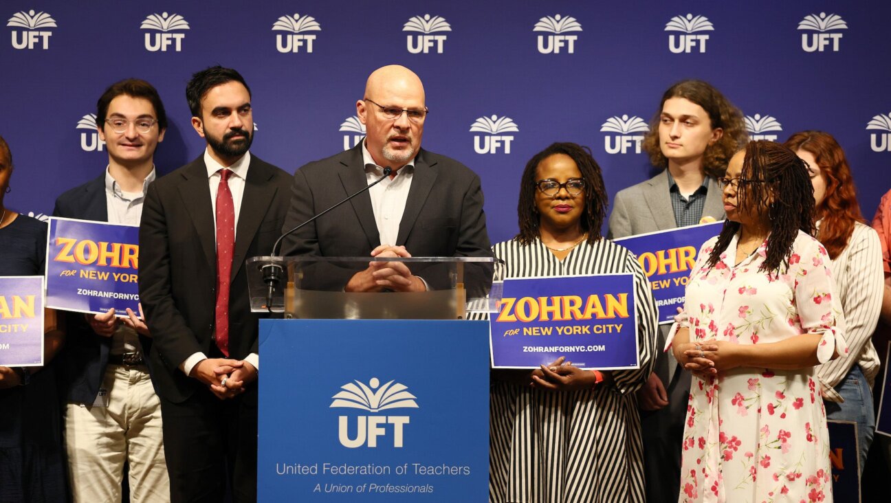 UFT President Michael Mulgrew speaks alongside New York Mayoral Candidate Zohran Mamdani during a press conference announcing UFT’s endorsement of Mamdani at the UFT headquarters on July 9, 2025 in New York City.