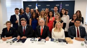 Israeli Prime Minister Benjamin Netanyahu meets with pro-Israel American influencers at the Israel Consulate of New York on Sept. 26, 2025