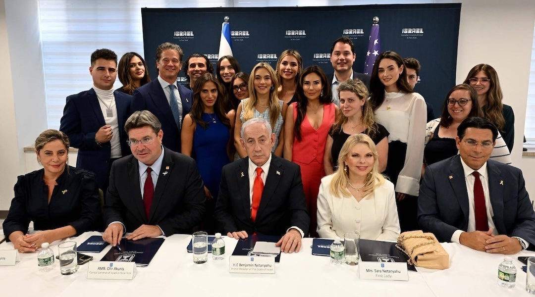 Israeli Prime Minister Benjamin Netanyahu meets with pro-Israel American influencers at the Israel Consulate of New York on Sept. 26, 2025