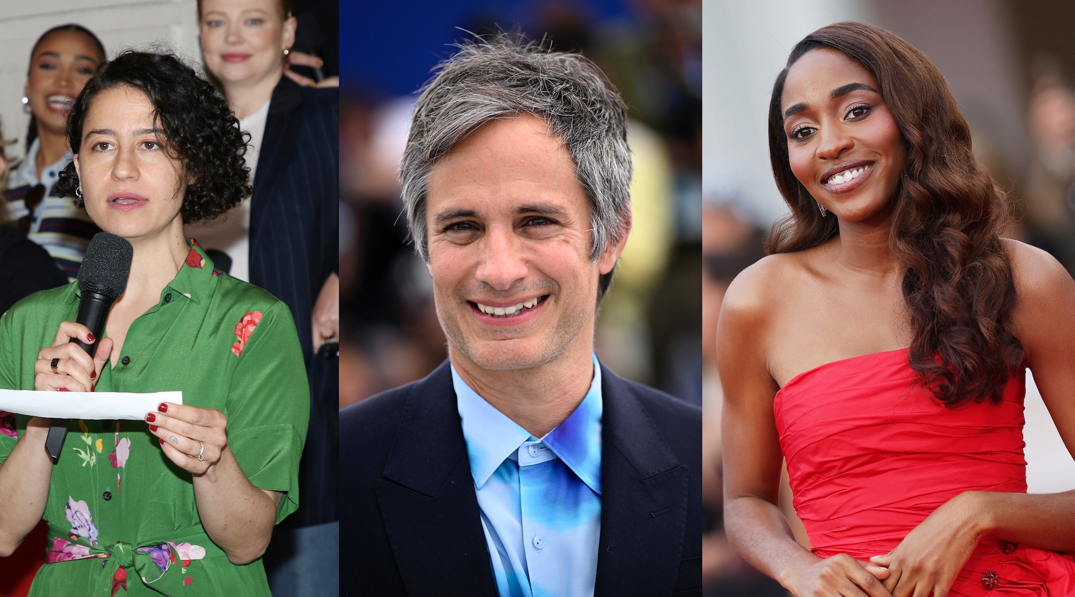 (L-R) Ilana Glazer, Gael Garcia Bernal and Ayo Edebiri are among the hundreds of signatories of a new pledge to boycott Israeli film institutions in protest of the war in Gaza.
