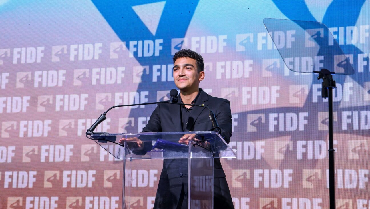 Edan Alexander speaking at a Friends of the Israeli Defense Forces event in New York City on Sept. 17, 2025.