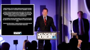 Arnold Schwarzenegger speaks during the 15th Annual Holocaust Museum LA Gala at The Beverly Hills Hotel on Nov. 6, 2023.