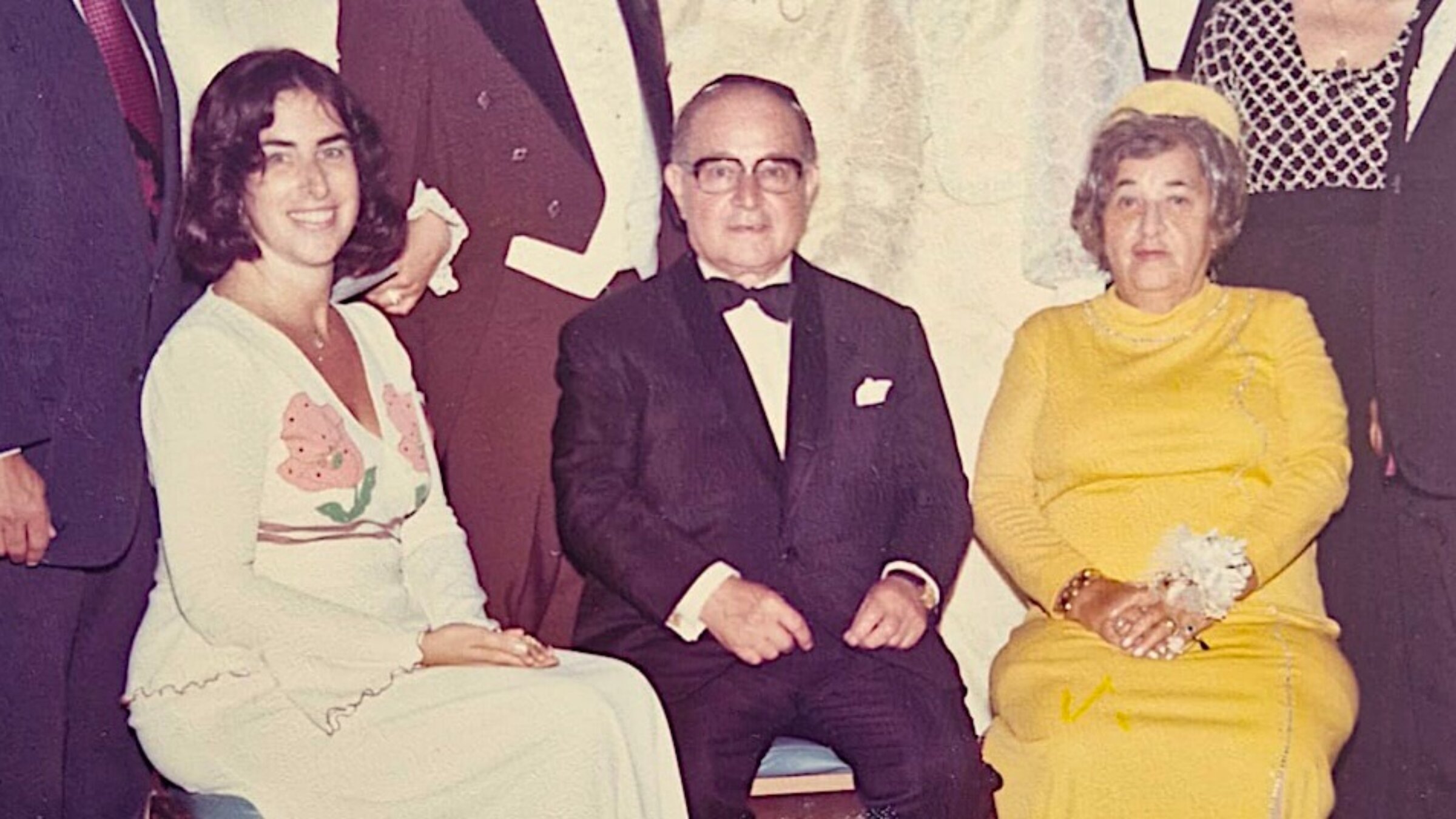 Bubby, in the yellow dress, at her grandson's wedding, Aug. 24, 1975.