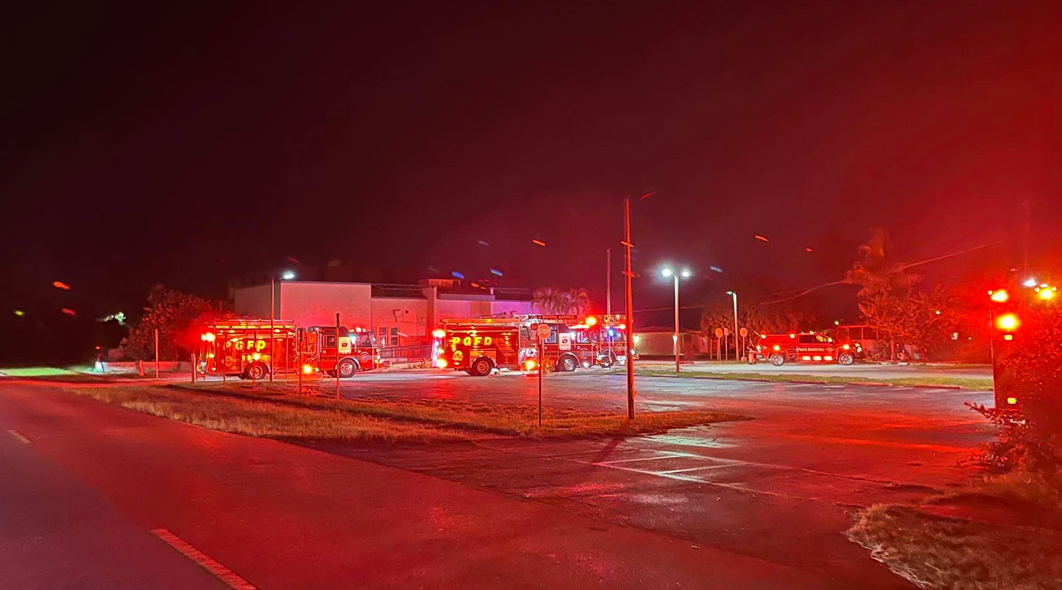 Firefighters respond to a blaze at the Chabad of Charlotte County.