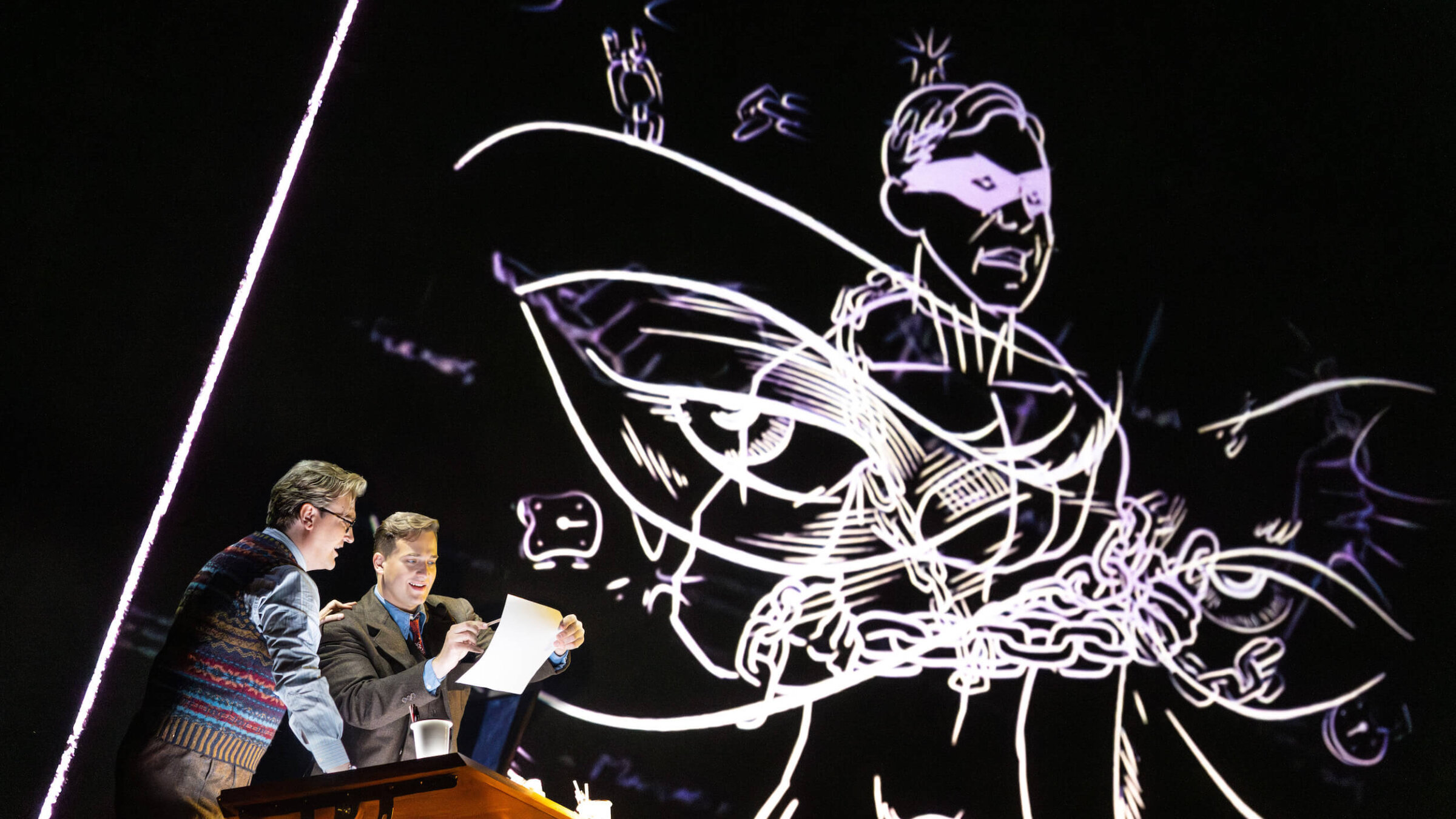 Miles Mykkanen as Sam Clay and Andrzej Filończyk as Joe Kavalier in a scene from "The Amazing Adventures of Kavalier & Clay."