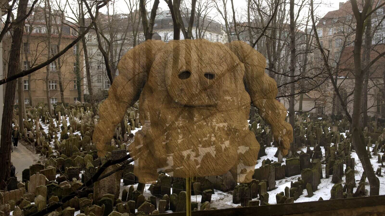 The Jewish cemetery in Prague, which gets about a paragraph of mention in a book about the Golem in Prague. And a mud creature.