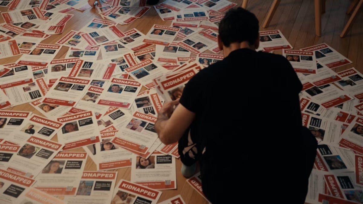 The documentary “Torn” (2024) examines the poster wars in New York City, when activists put up and ripped down signs calling attention to Israeli hostages in Gaza. 