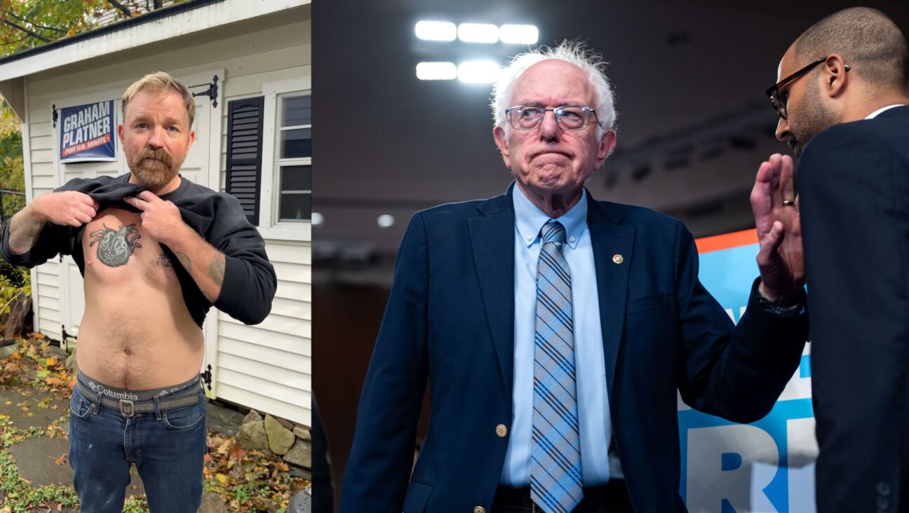 (L-r) Maine Democratic Senate hopeful Graham Platner alters his chest tattoo so it no longer resembles a Nazi symbol, Oct. 22, 2025; Vermont Sen. Bernie Sanders on Capitol Hill, Sept. 9, 2025.