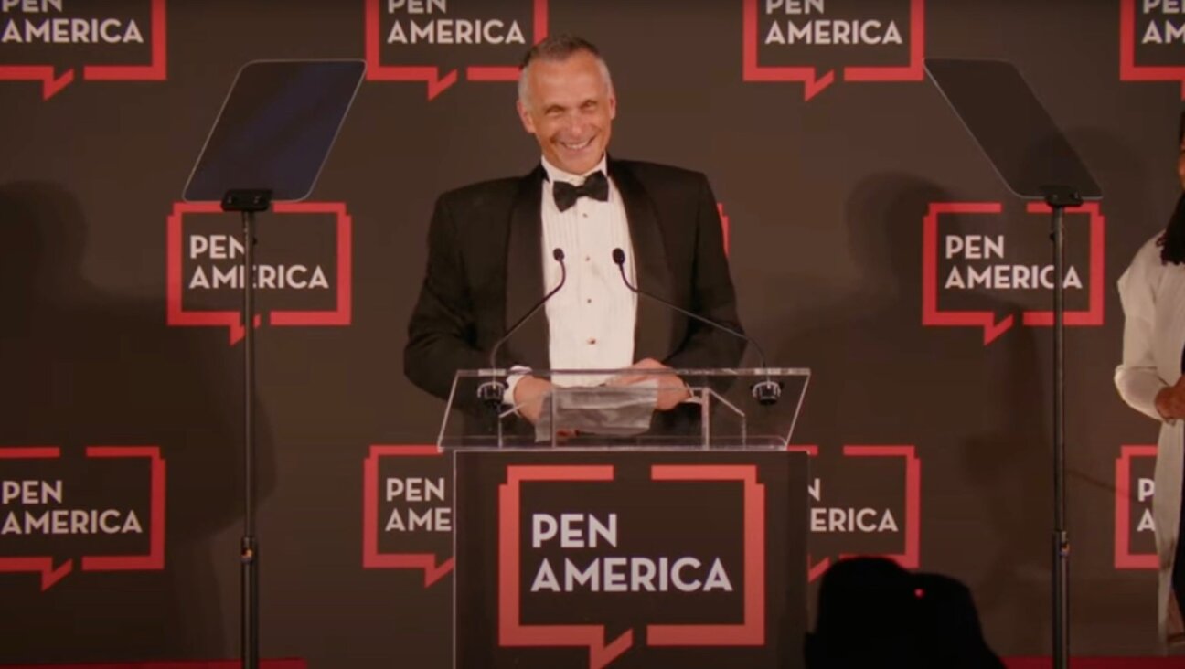 Wesleyan University president Michael Roth accepts a free-speech award from PEN America for his comments criticizing the Trump administration’s campus crackdown, May 21, 2025.