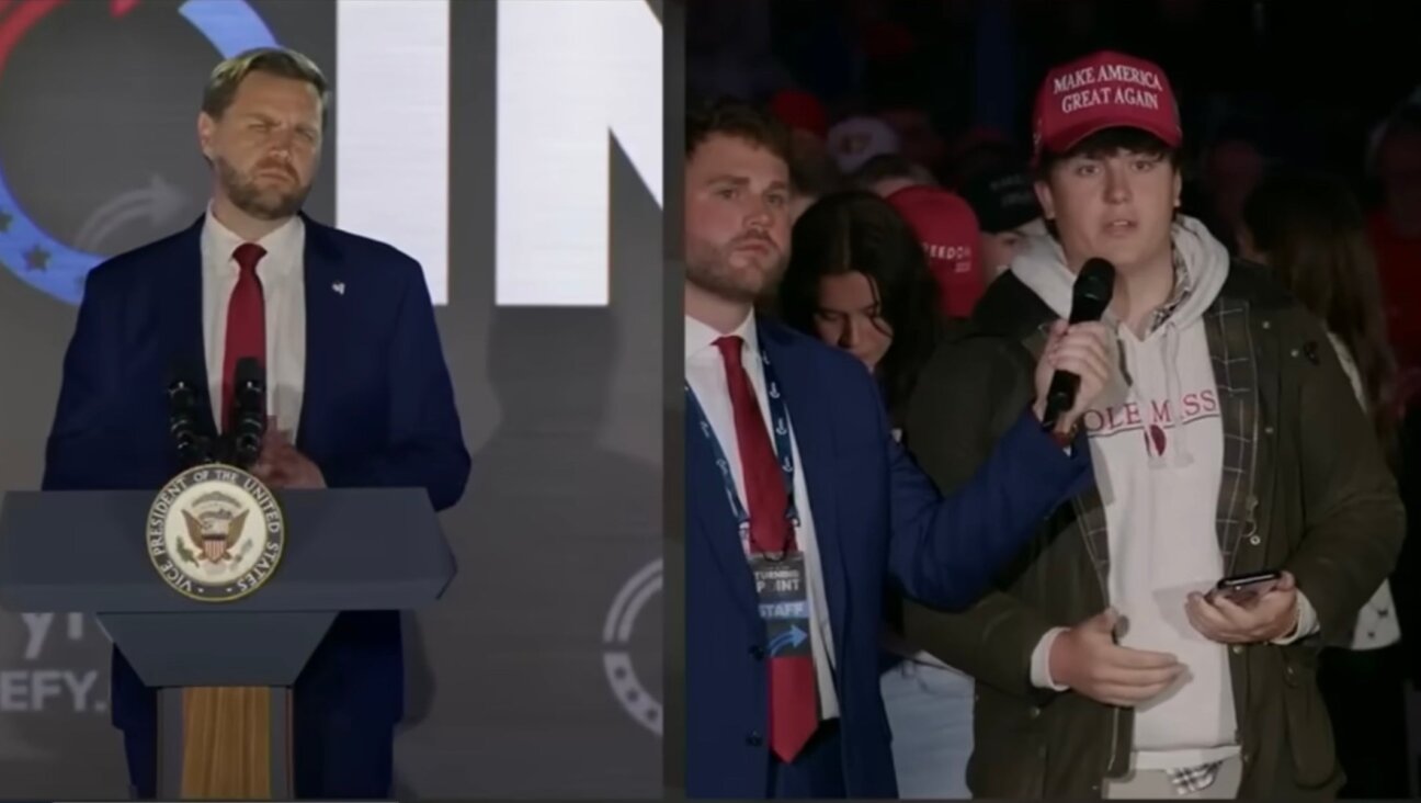 Vice President J.D. Vance takes a question about Israel from a conservative student at the University of Mississippi in Oxford, Miss., Oct. 29, 2025.