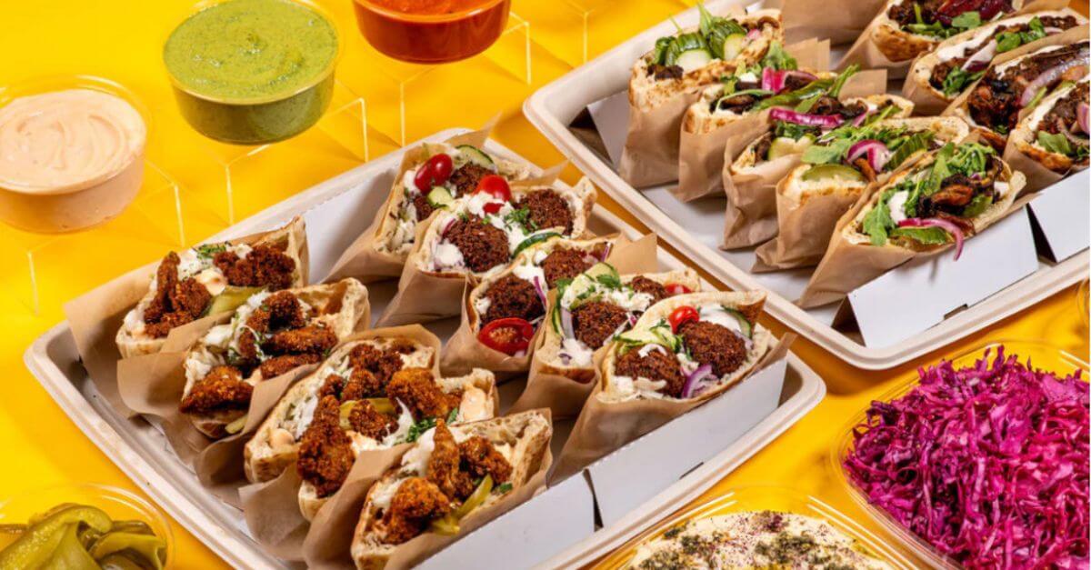 Food at Shouk, a kosher vegan fast-casual chain in Washington, D.C., before its last two locations closed this month.