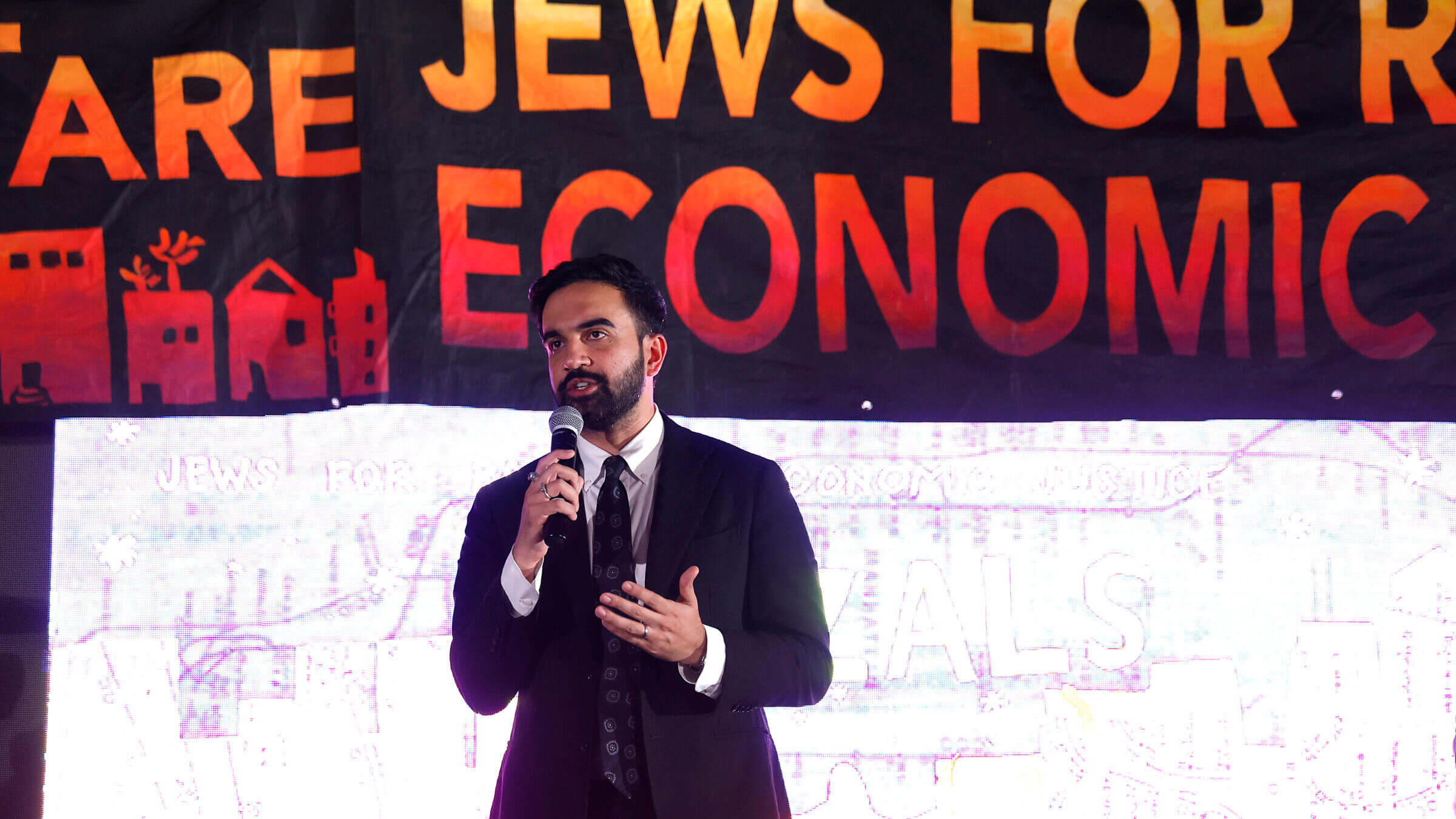 New York City mayoral candidate Zohran K. Mamdani speaks during the Jews For Racial And Economic Justice's Mazals Gala on September 10.