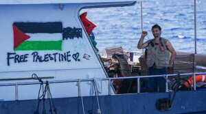 A view of Turkish Red Crescent providing food and medical aid to the Global Sumud Flotilla, which sets sail to deliver humanitarian assistance to Gaza, on Sept. 29, 2025.