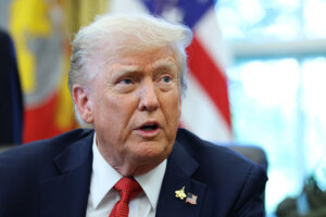 President Donald Trump speaks in the Oval Office on October 6.