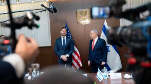 U.S. Vice President JD Vance and Prime Minister of Israel Benjamin Netanyahu meet at the Prime Minister’s Office on Oct. 22, 2025 in Jerusalem.