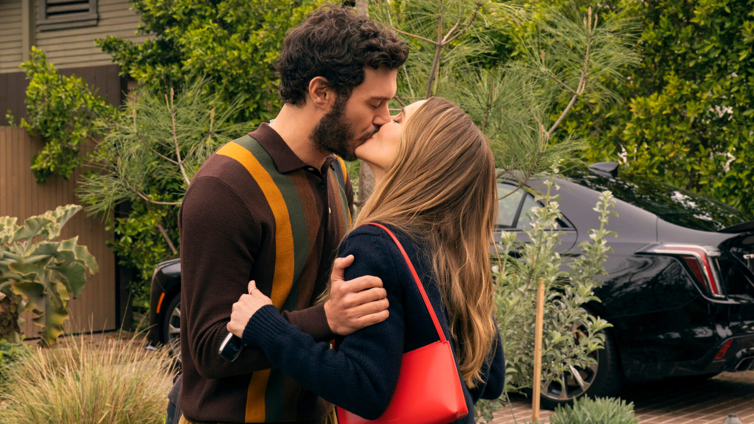 Adam Brody as Rabbi Noah, and Kristen Bell as Joanne.