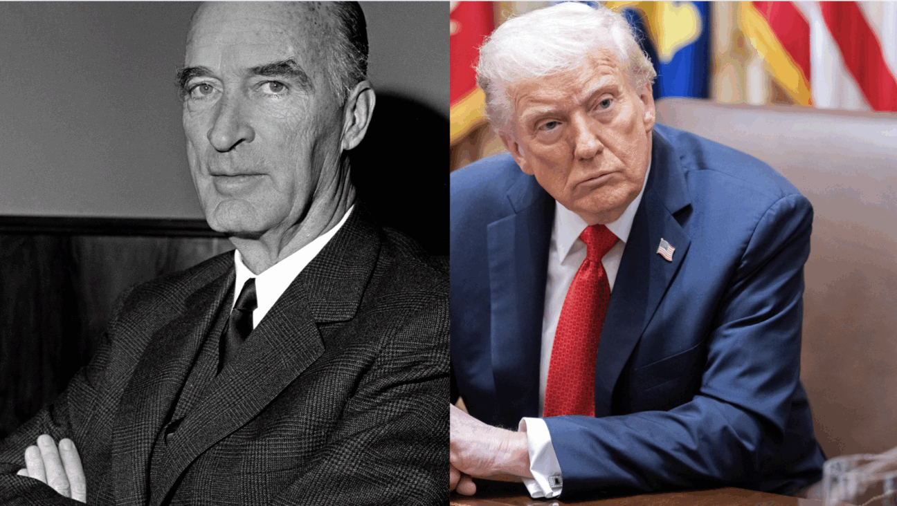At left, Alfried Krupp. At right, Donald Trump in the Oval Office.