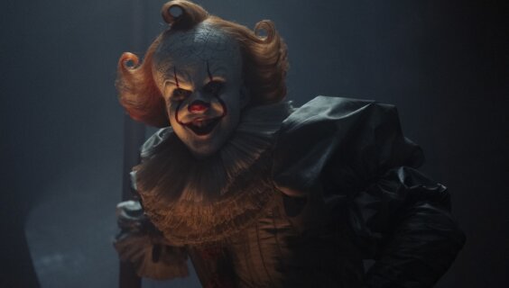 Bill Skarsgård as Pennywise in the series <i>It: Welcome to Derry</i>.
