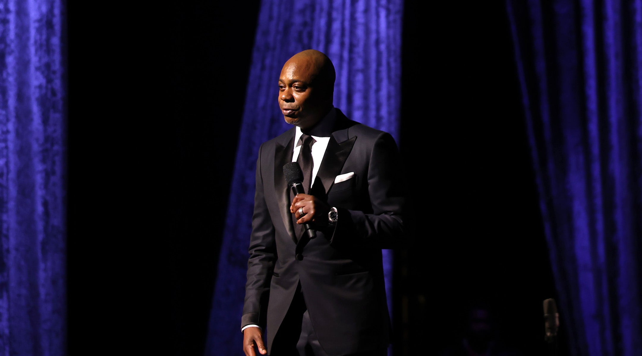 Dave Chappelle speaks onstage during the Jazz at Lincoln Center Gala on April 30, 2025 in New York City. 