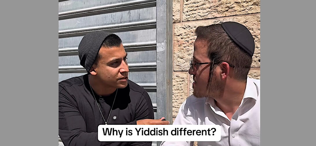 Yermiyahu Danzig interviewing a resident of Jerusalem.