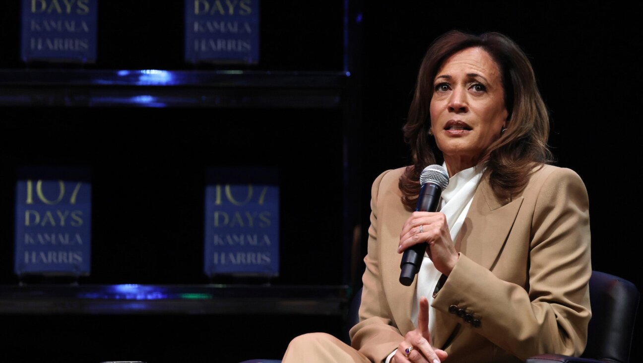 Former U.S. Vice President Kamala Harris speaks at the Wiltern Theatre on September 29, 2025 in Los Angeles, California. Harris is in the midst of a 15-city book tour following the release of her new book “107 Days,” recounting her presidential campaign against President Donald Trump. 