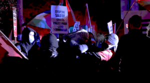 A confrontation between pro-Palestinian protestors and Jewish congregants at Congregation Ohr Torah on Nov. 13, 2024.