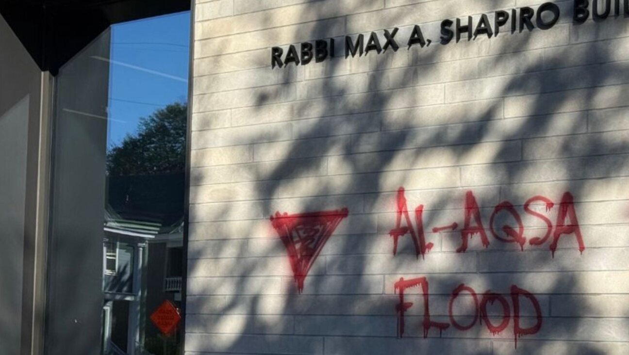 Graffiti was spraypainted on Temple Israel in Minneapolis on Oct. 7, 2025, the two-year anniversary of Hamas’ attack in Israel.