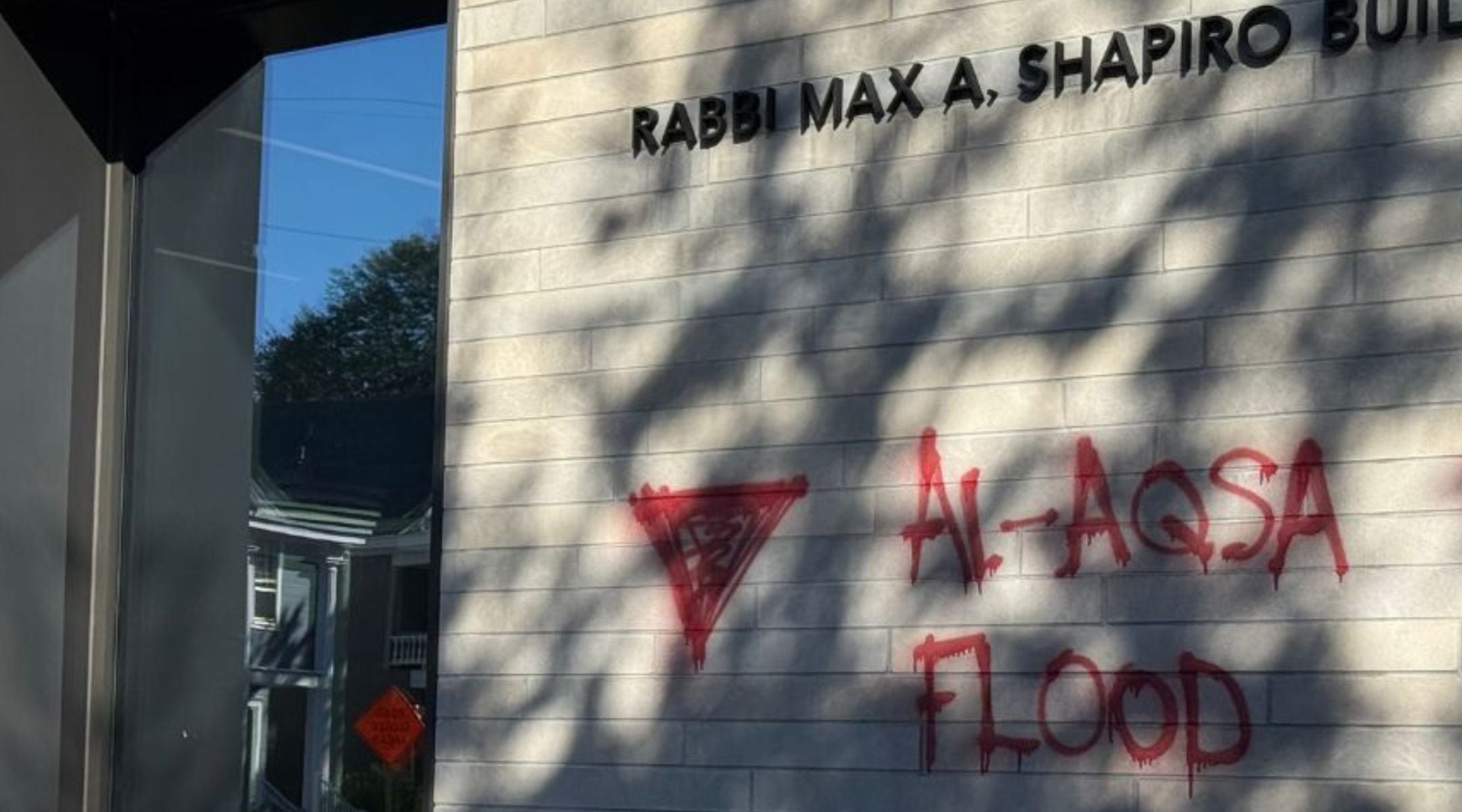 Graffiti was spraypainted on Temple Israel in Minneapolis on Oct. 7, 2025, the two-year anniversary of Hamas’ attack in Israel.