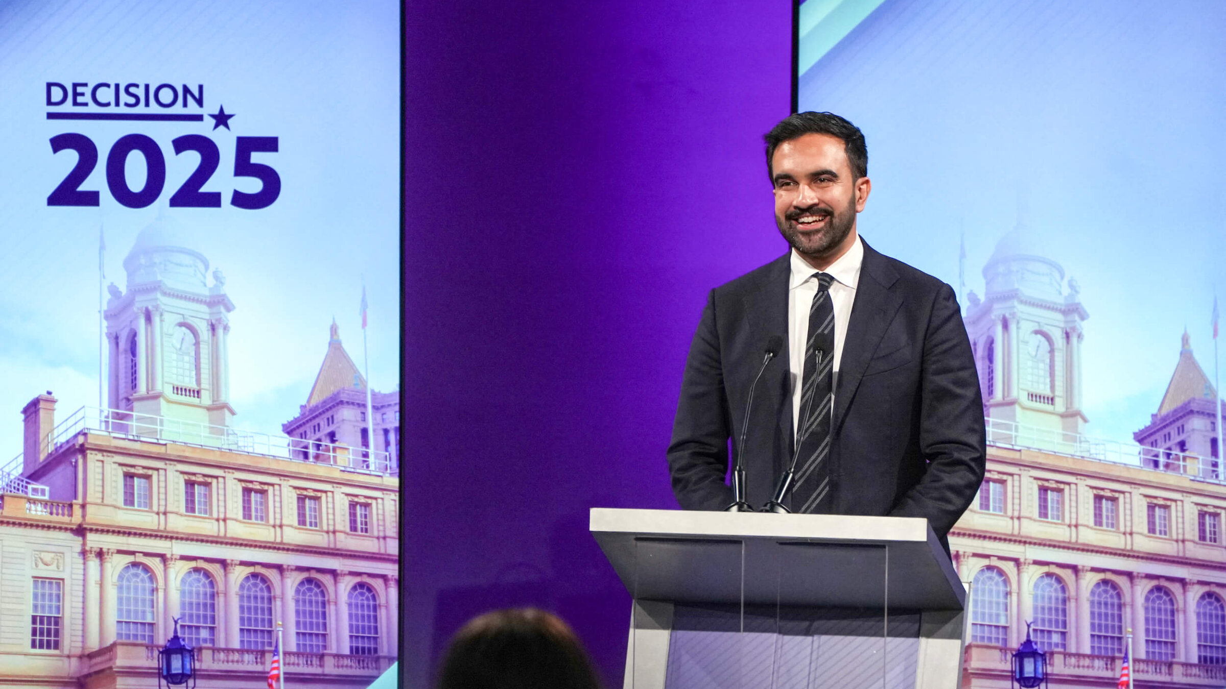 Zohran Mamdani, the Democratic candidate to be New York City's mayor, participates in a debate on Oct. 22.