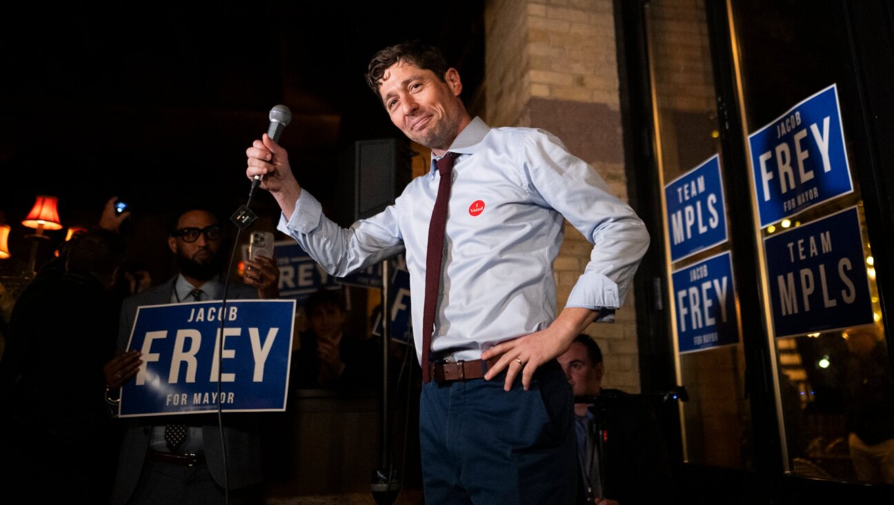 Minneapolis Mayor Jacob Frey speaks at an Election Night party on November 4, 2025 in Minneapolis, Minnesota. Frey, the incumbent, seeks reelection to his third term while opposed by three other Democrats. 