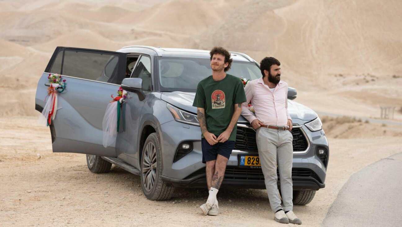 Elisha Banai (left) plays Yaki, a struggling musician searching for a dove with the help of Bilal, played by Hanna Birakh (right), in 'Bella.'