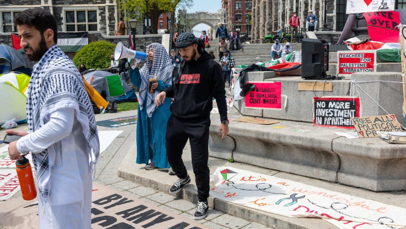 Students and others at City College of New York participate in a pro-Palestinian encampment on their West Harlem campus on April 26, 2024.