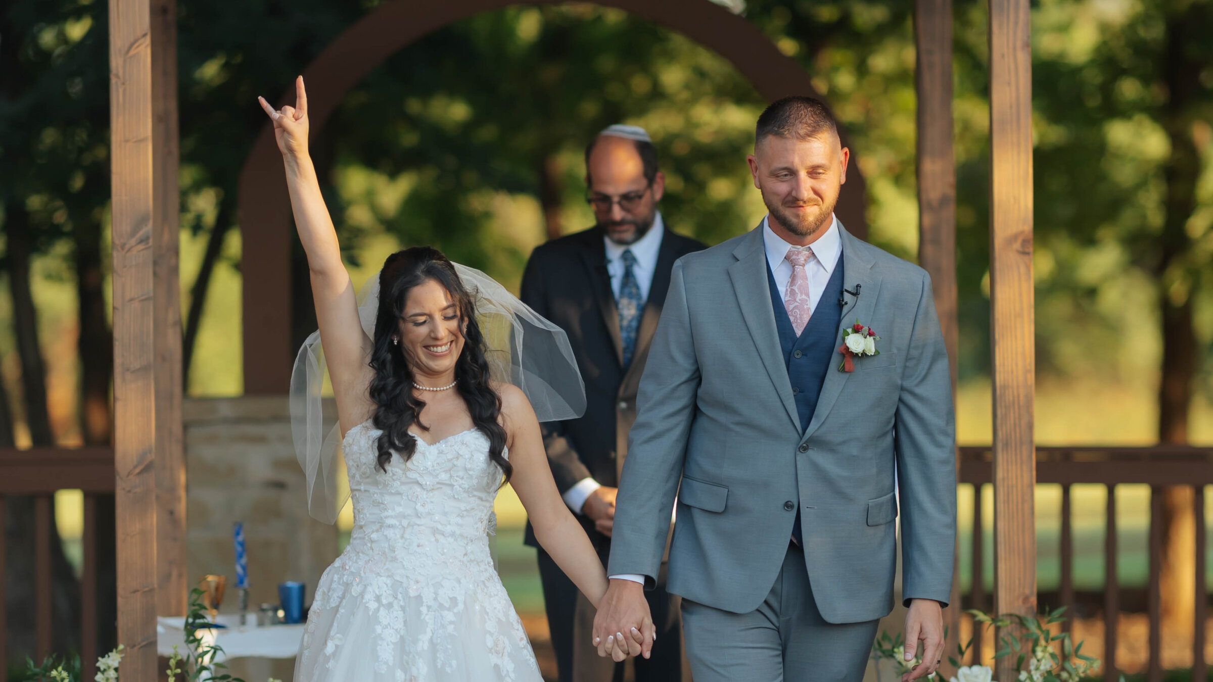 The bride and groom on their wedding day.