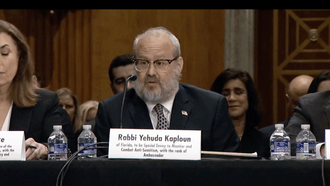 Rabbi Yehuda Kaploun testifies during his Senate confirmation hearing for the role of Special Envoy to Monitor and Combat Antisemitism, Nov. 19, 2025, in Washington, D.C. 