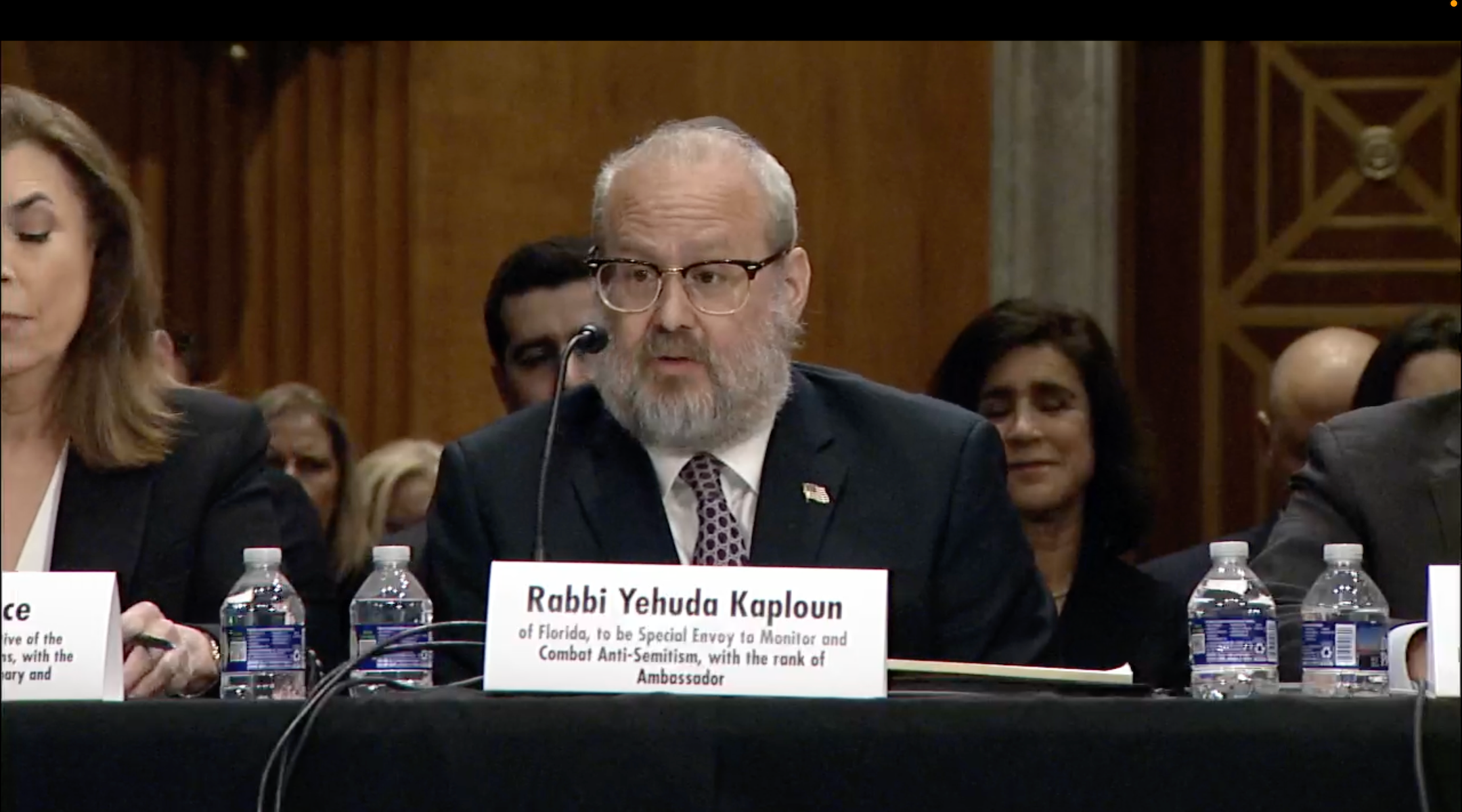 Rabbi Yehuda Kaploun testifies during his Senate confirmation hearing for the role of Special Envoy to Monitor and Combat Antisemitism, Nov. 19, 2025, in Washington, D.C. 