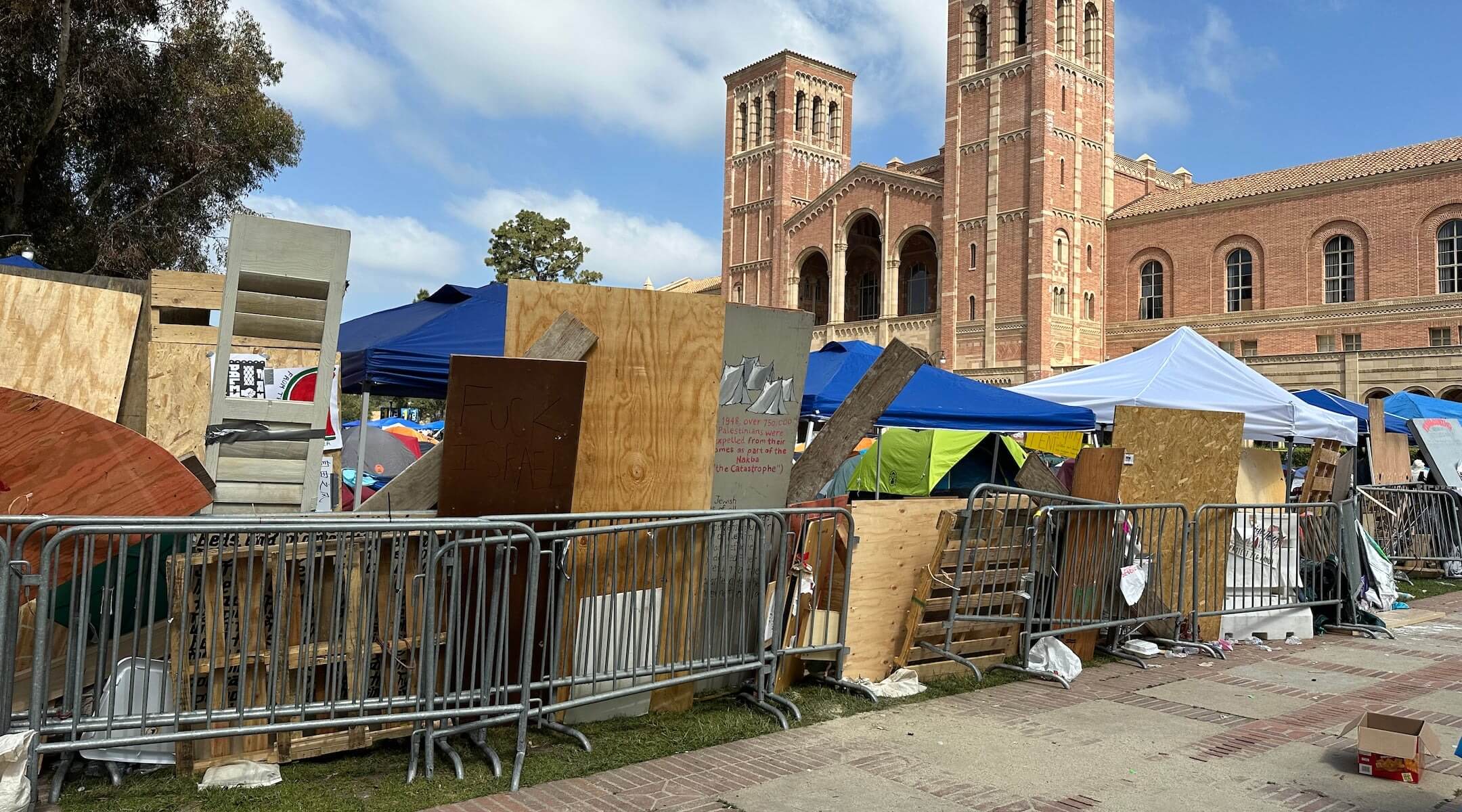 The pro-Palestinian encampment at UCLA was erected after the Oct. 7. 2023 attacks in Israel.