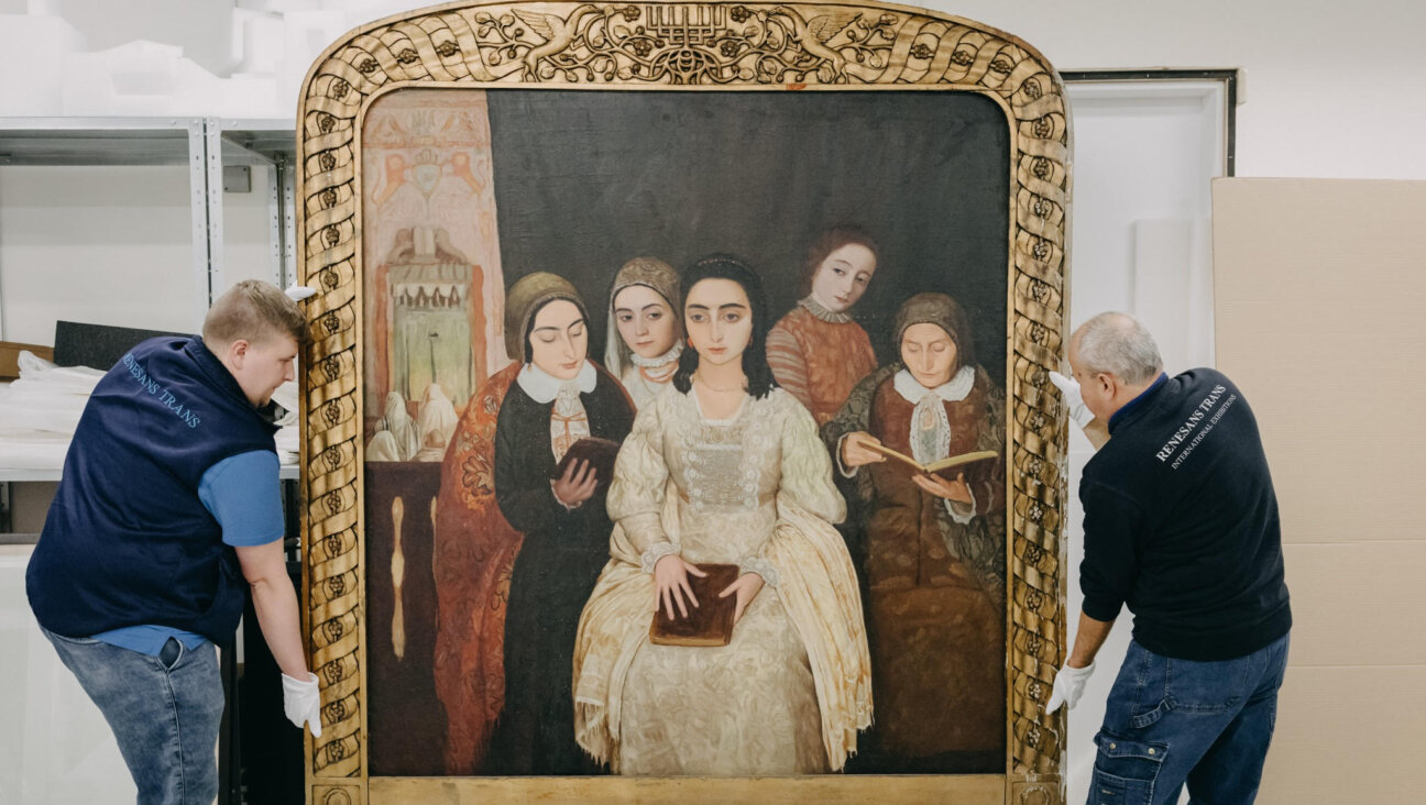 The painting arrives at the POLIN Museum, in Warsaw, on November 7