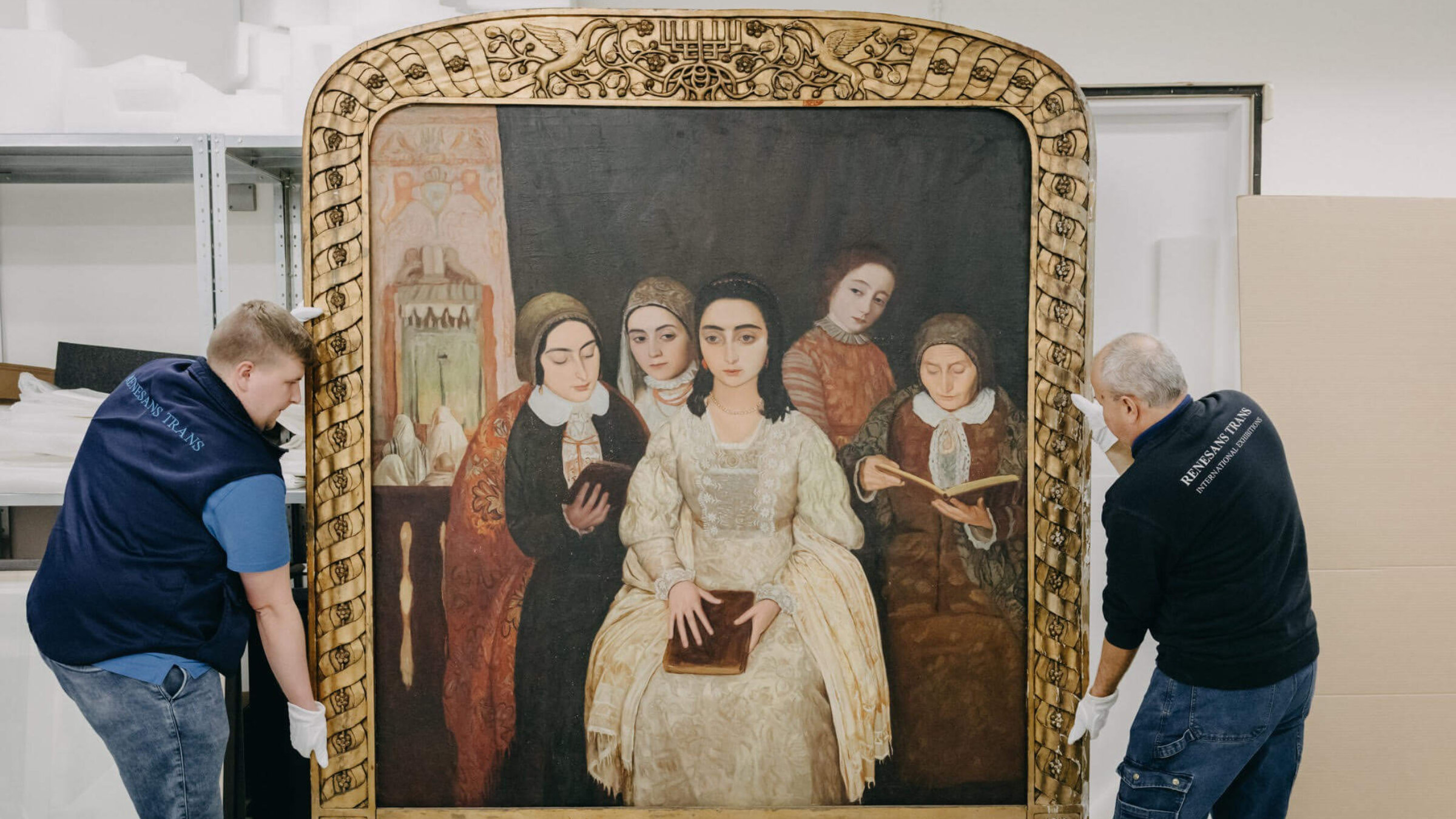 The painting arrives at the POLIN Museum, in Warsaw, on November 7