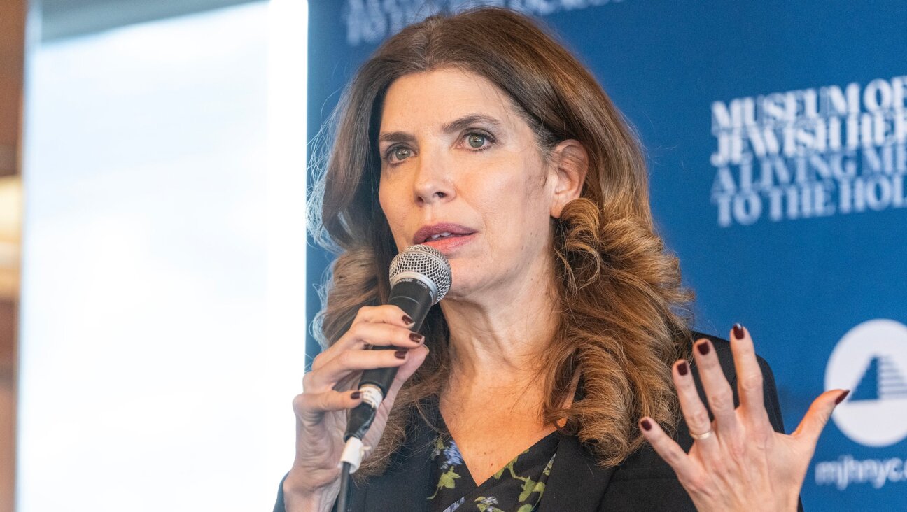 Council member Julie Menin speaks during rally of 240 Holocaust survivors for 240 hostages kidnapped by Hamas during terrorist attack on Israel on October 7, 2023. Rally was held at Museum of Jewish Heritage on Nov. 1, 2023. 