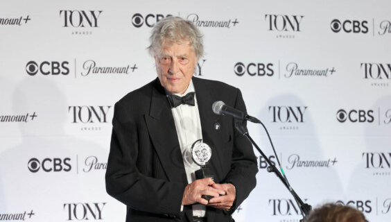 Tom Stoppard speaks in the press room during the Tony Awards on June 11, 2023, after winning the award for Best Play for "Leopoldstadt."