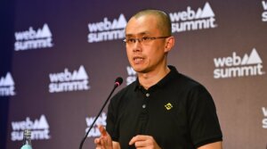 Changpeng Zhao, Co-Founder and CEO of Binance, at Media Village during day one of Web Summit 2022 at the Altice Arena in Lisbon, Portugal. 