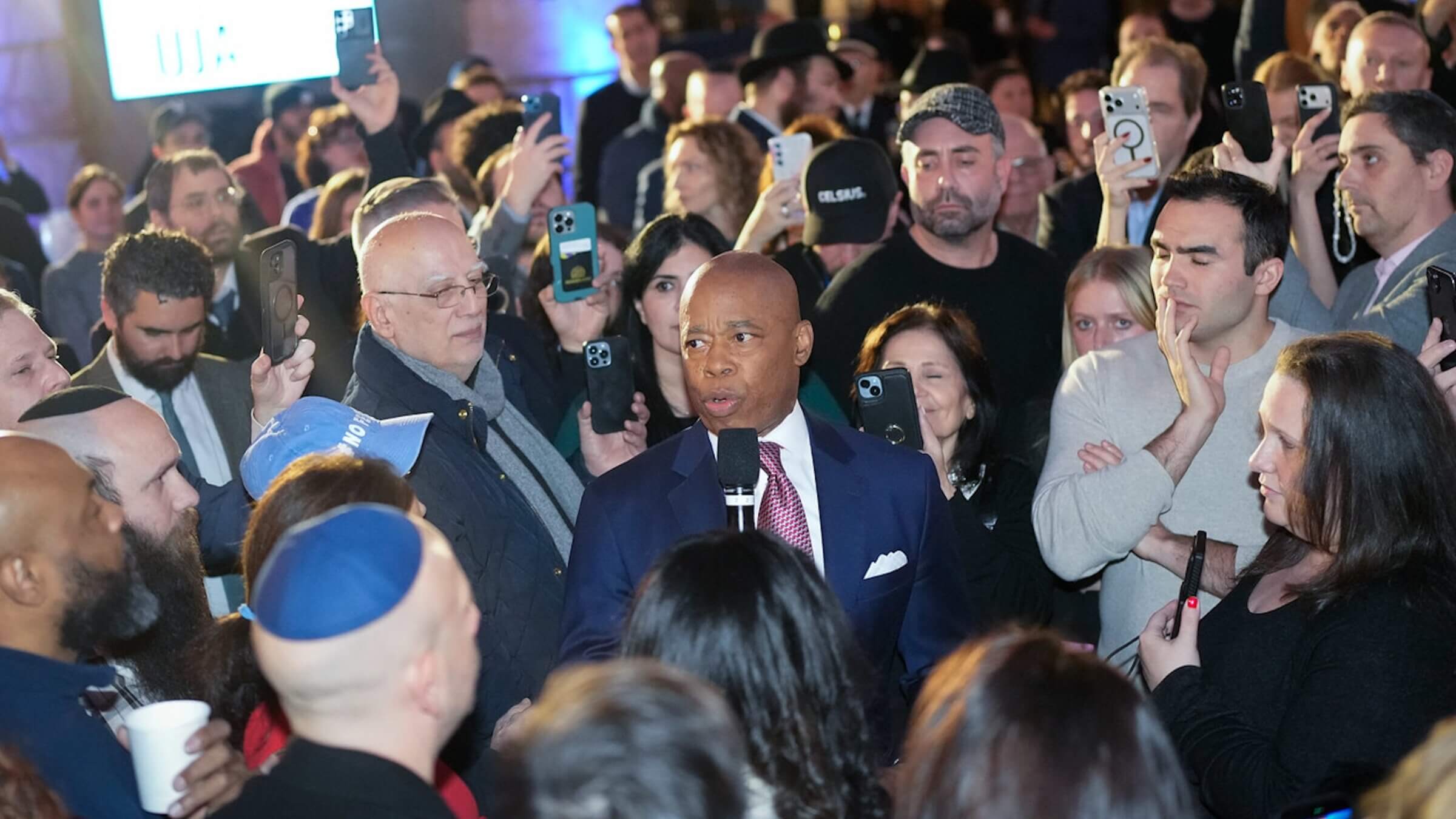 New York City Mayor Eric Adams at a Hanukkah celebration on Dec. 15.