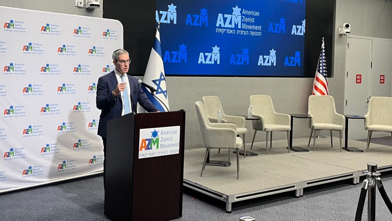 Rabbi Elliot Cosgrove of the Park Avenue Synagogue addresses attendees of the Biennial National Assembly of the American Zionist Movement in New York City on Dec. 8, 2025.
