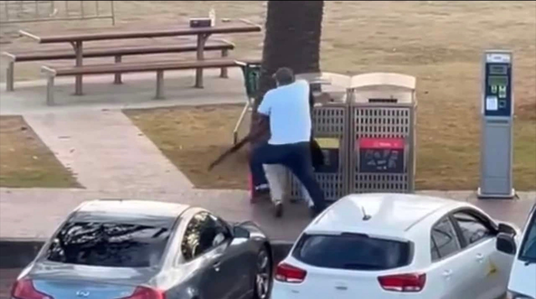 Video footage shows a bystander, identified as Ahmed al-Ahmed, tackling a shooter on Bondi Beach Hanukkah attack on Dec. 14, 2025, in Sydney. 